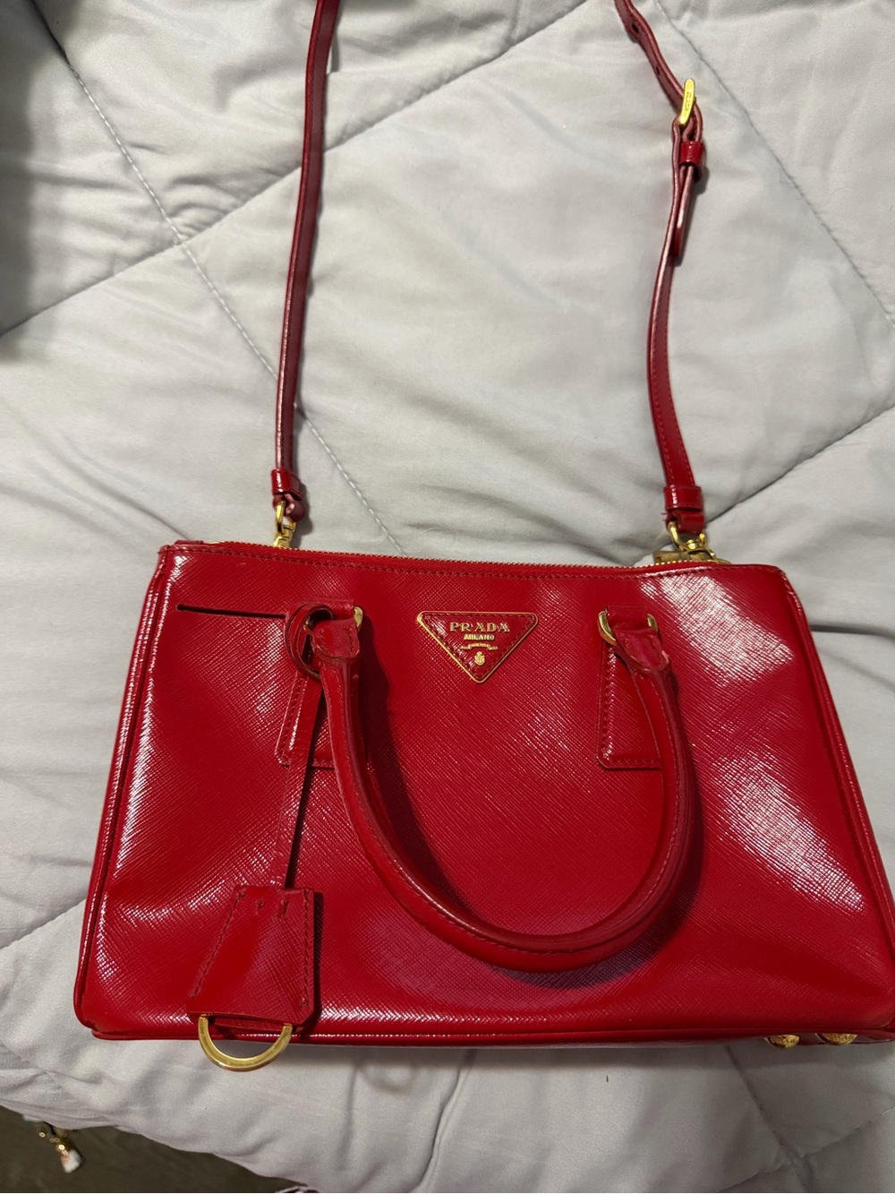 Prada Red Saffiano Patent Leather Top Handle/Shoulder/Crossbody - Picture 2 of 12